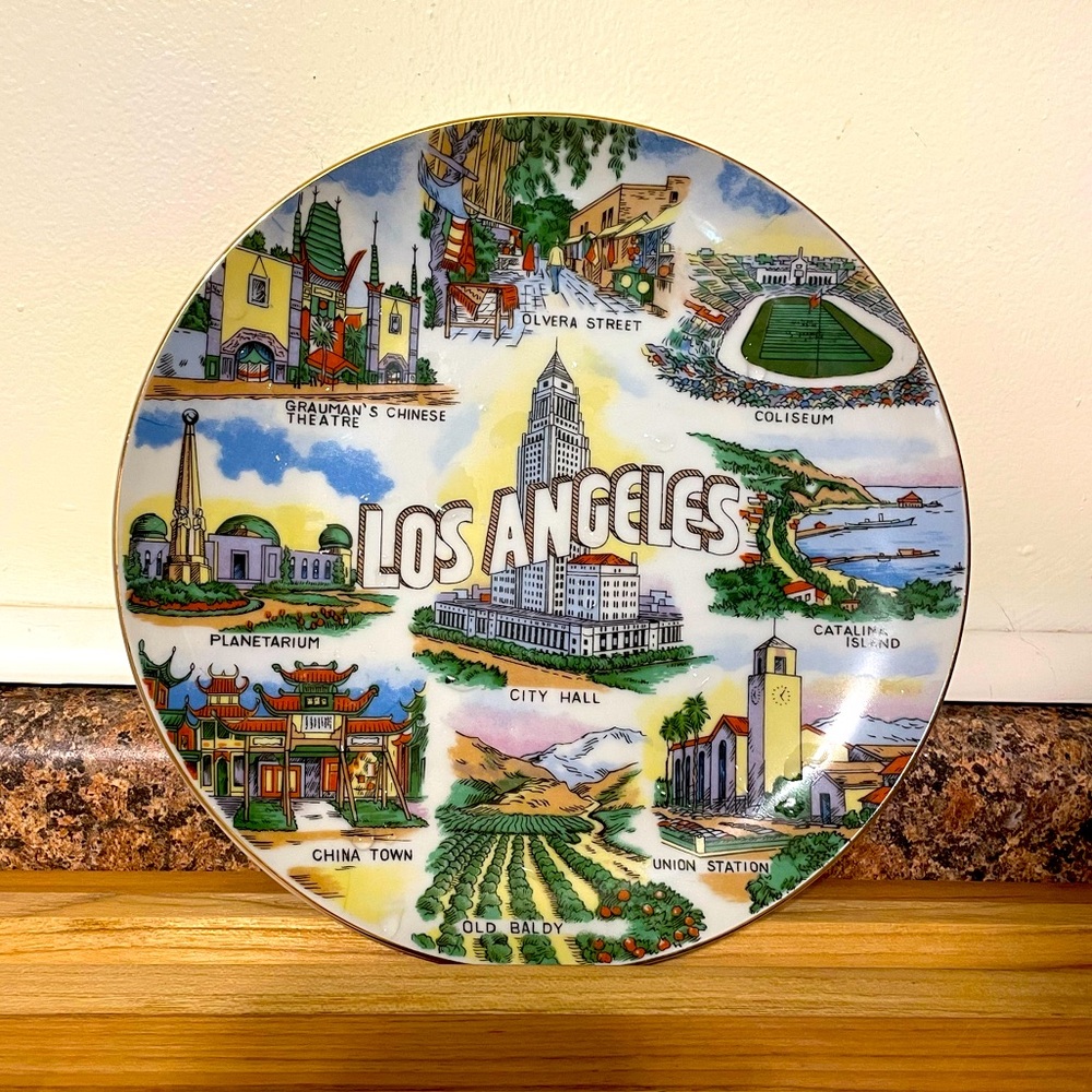 Vintage Los Angeles Souvenir Ceramic Plate